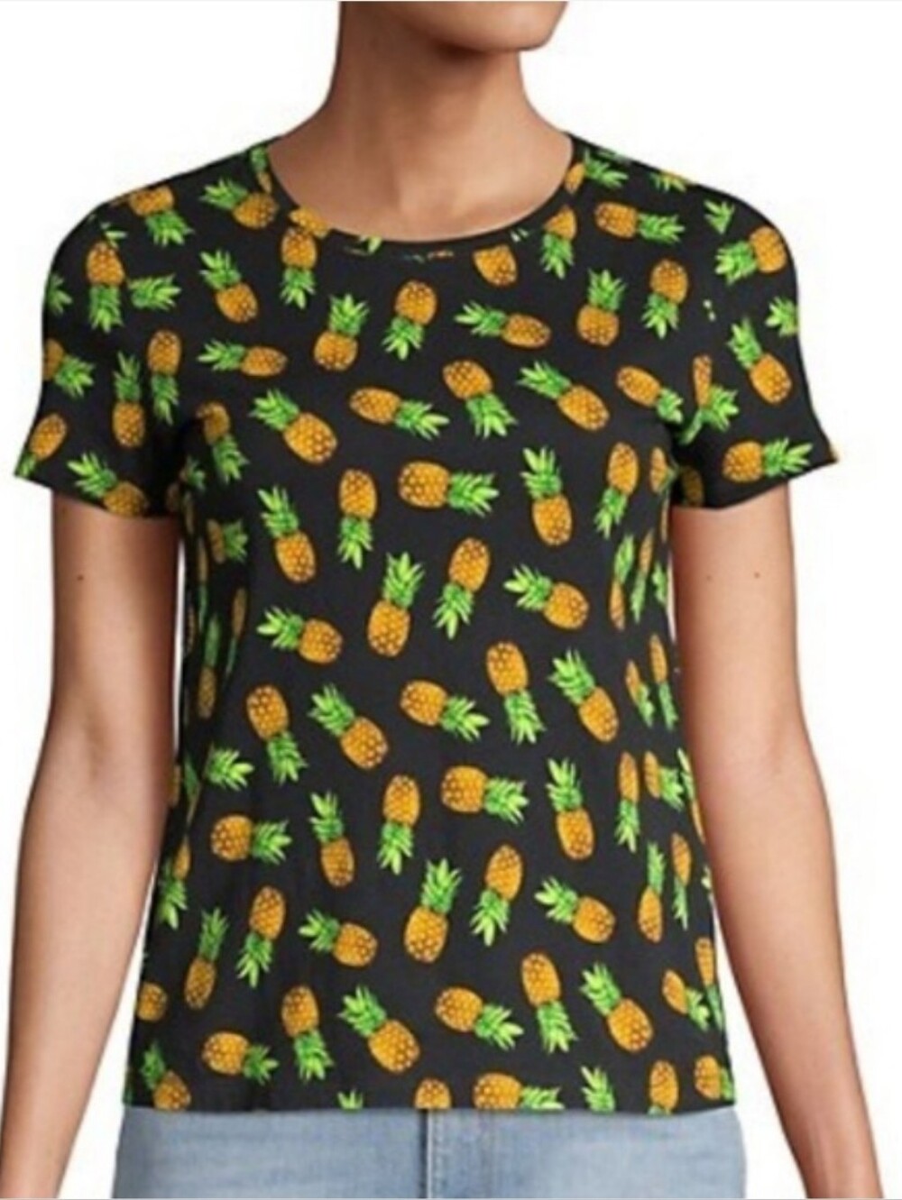 Alice + Olivia Pineapple T Shirt Black Small